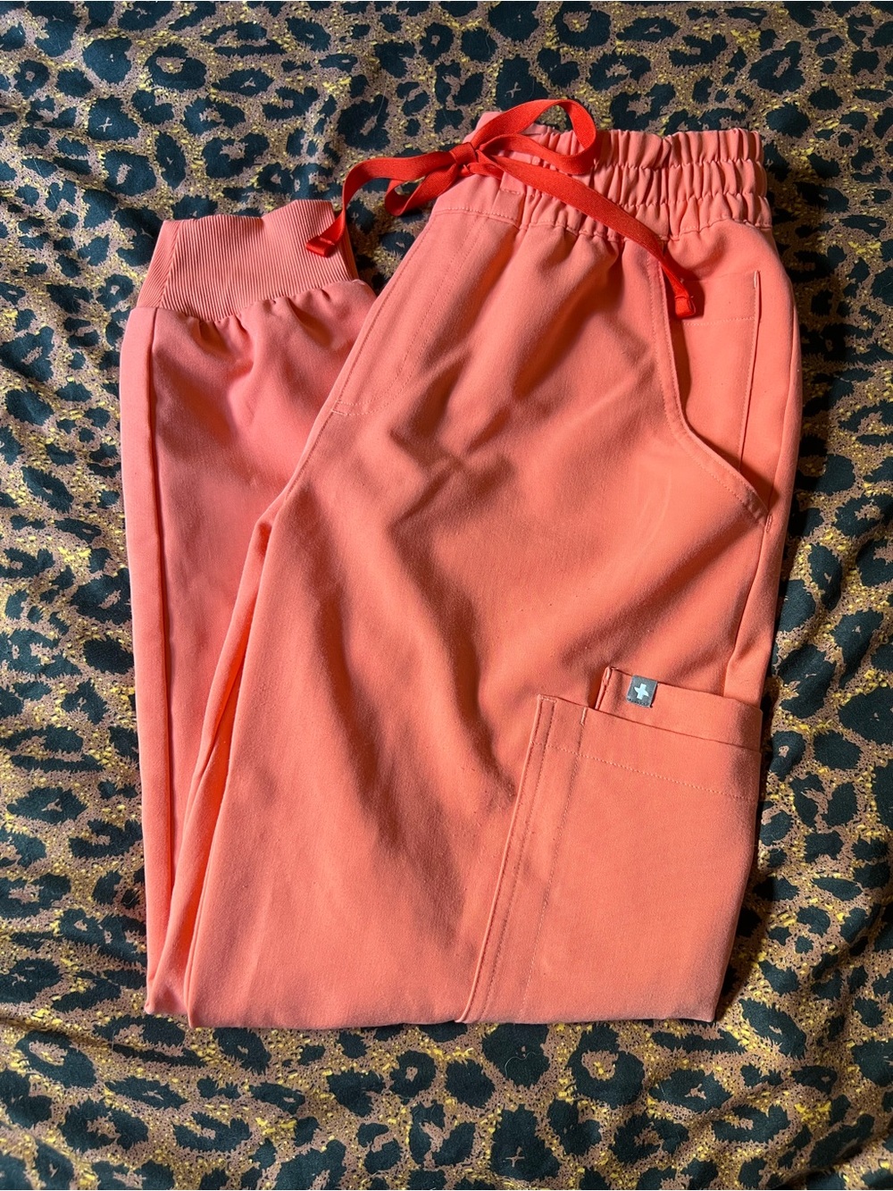 FIGS Coral Uman High Rise Jogger Scrub Bottoms